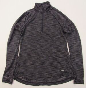 DSG 1/4 Zip Mock Neck Pullover Long Sleeve Athletic Shirt Black/Gray Size XS